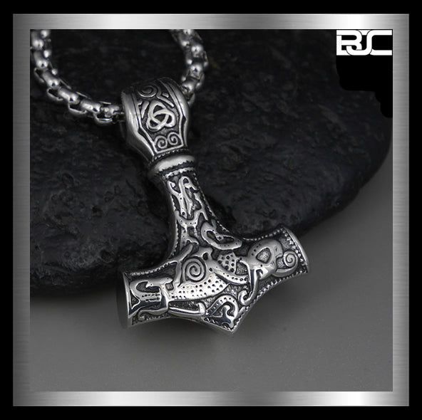 Mjolnir Thor's Hammer Steel Necklace - vikingshields